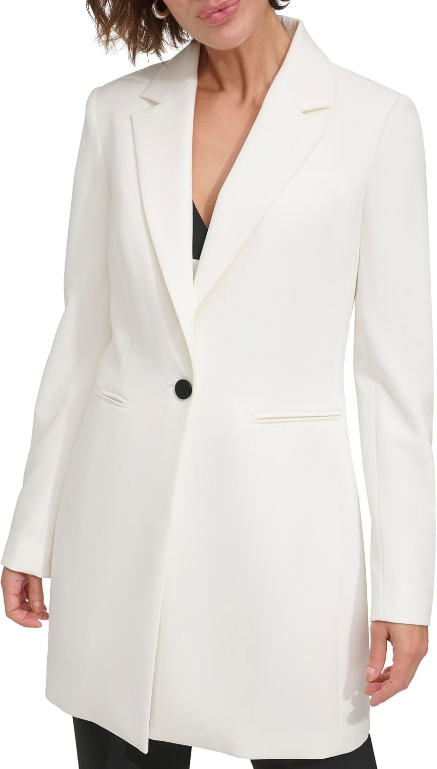 image:imageDKNY Womens Business Casual OneButton BlazerIvory