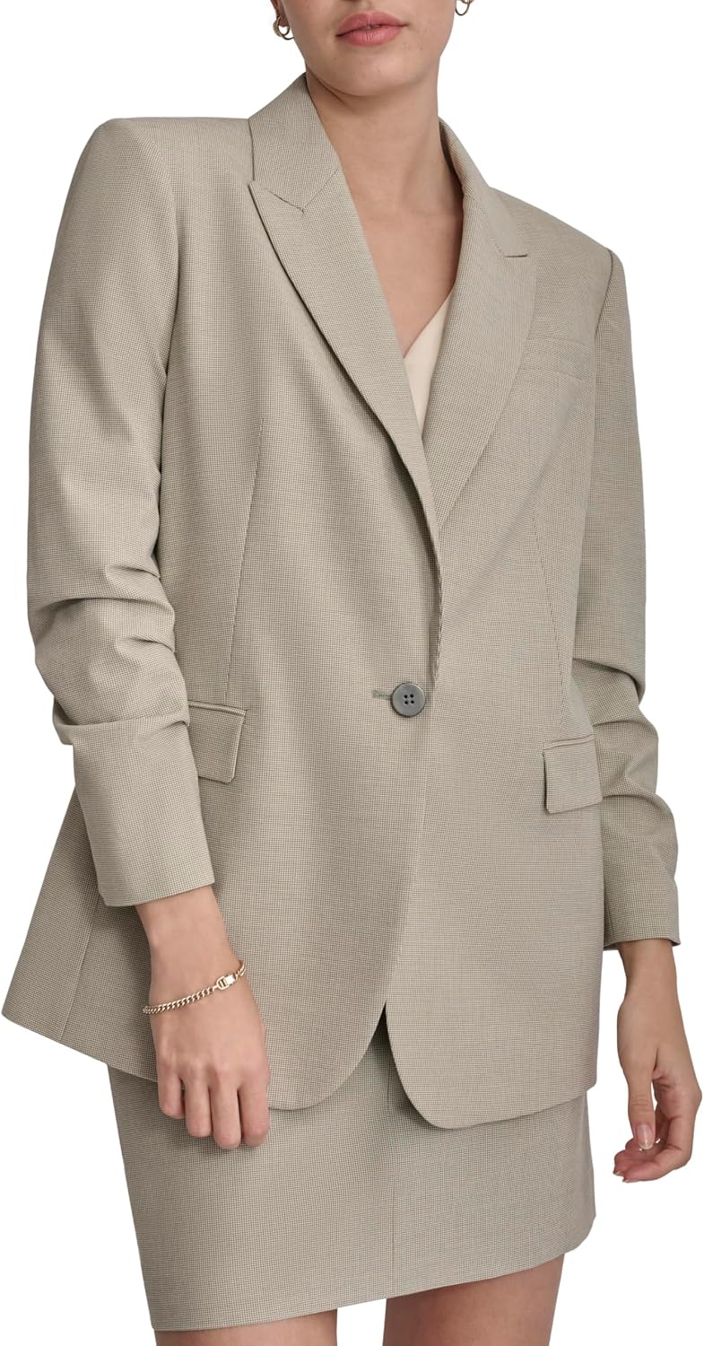 image:imageDKNY Womens Business Casual OneButton BlazerLight FatigueWhite