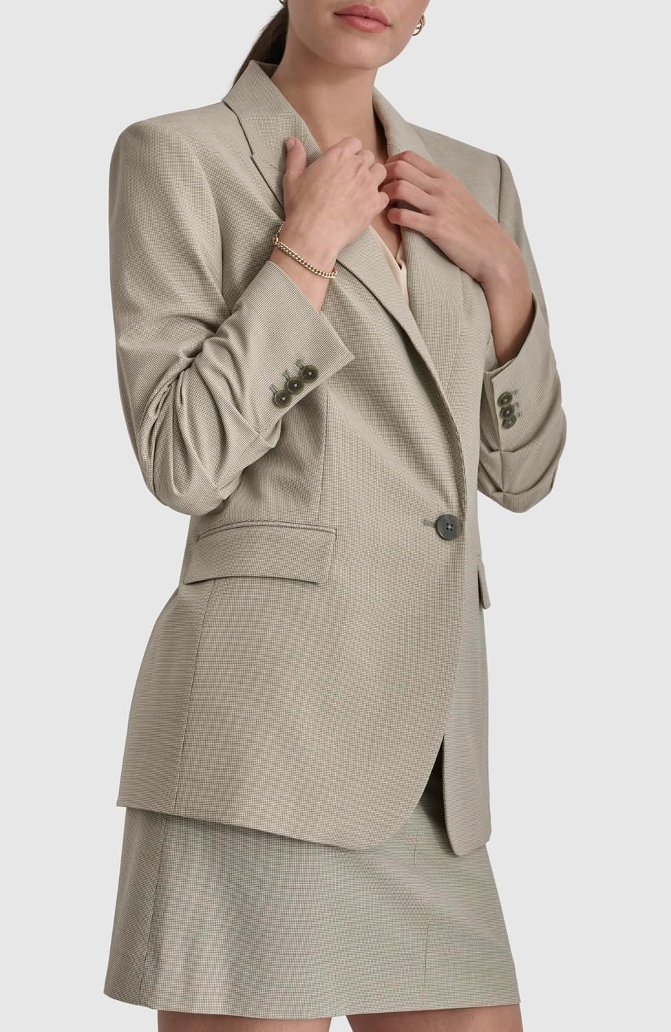 image:imageDKNY Womens Business Casual OneButton BlazerLight FatigueWhite