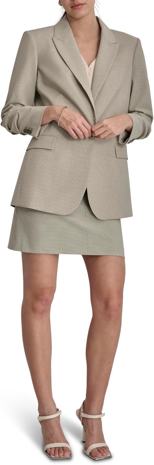 image:imageDKNY Womens Business Casual OneButton BlazerLight FatigueWhite
