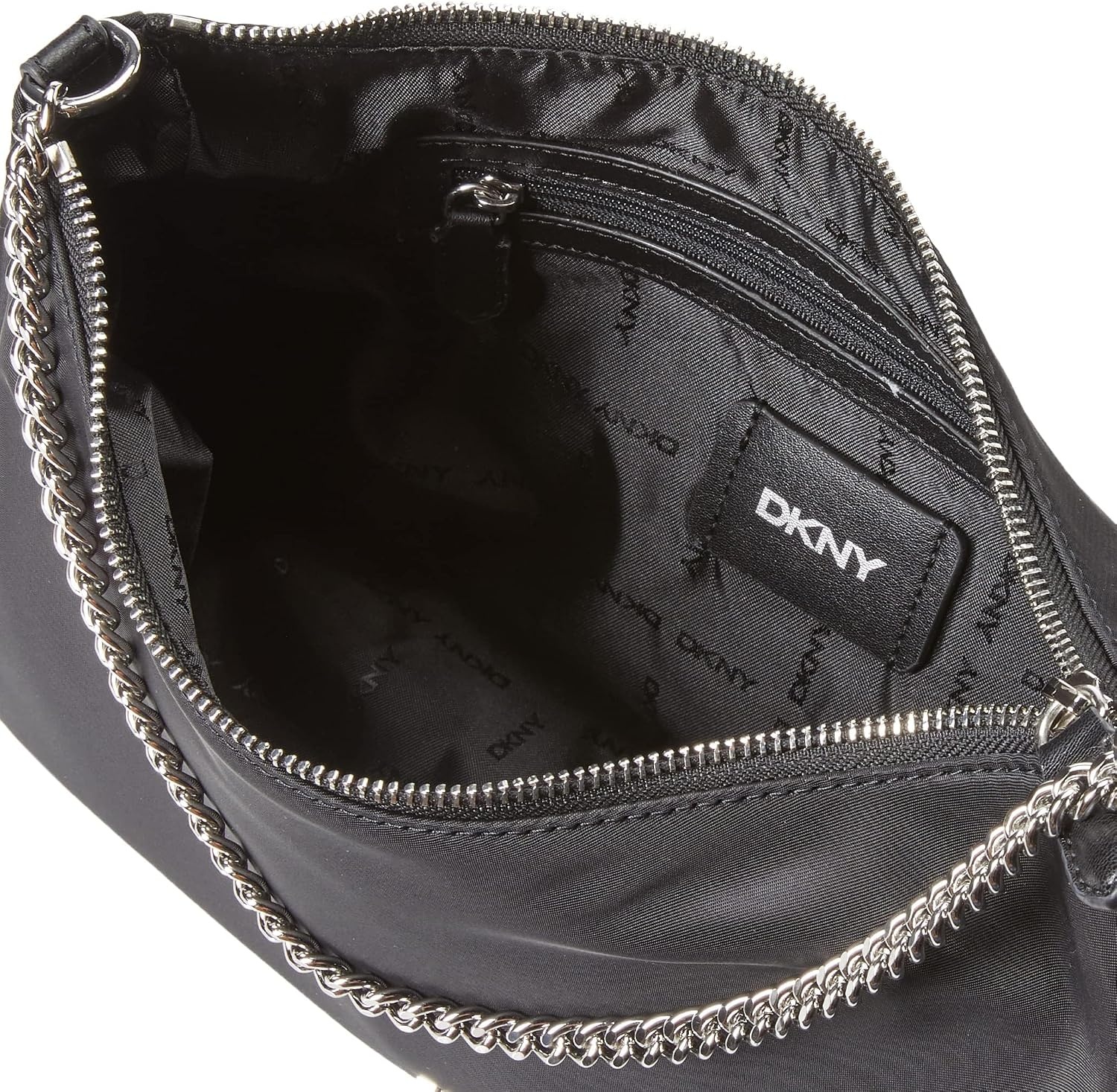 image:imageDKNY Womens Caelynn Nylon Shoulder BagBlackSilver