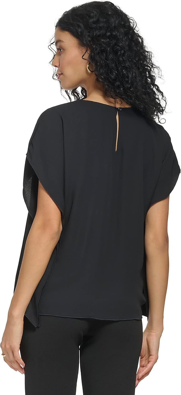 image:imageDKNY Womens Cap Sleeve Business Casual BlouseBlack