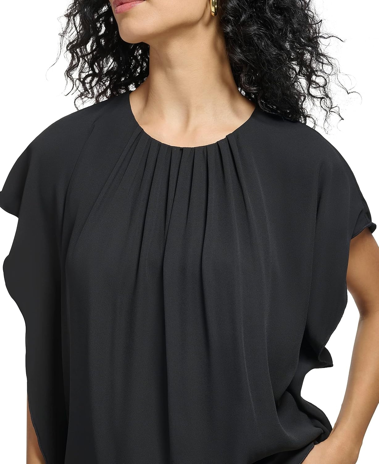 image:imageDKNY Womens Cap Sleeve Business Casual BlouseBlack