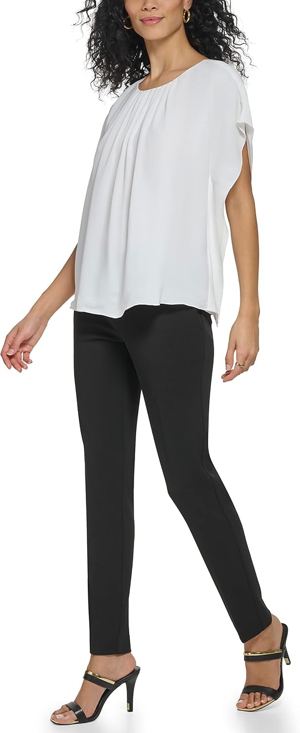 image:imageDKNY Womens Cap Sleeve Business Casual BlouseBright White