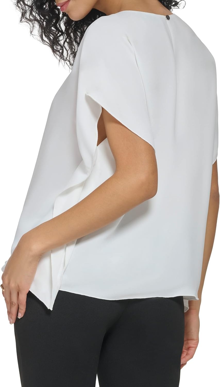 image:imageDKNY Womens Cap Sleeve Business Casual BlouseBright White