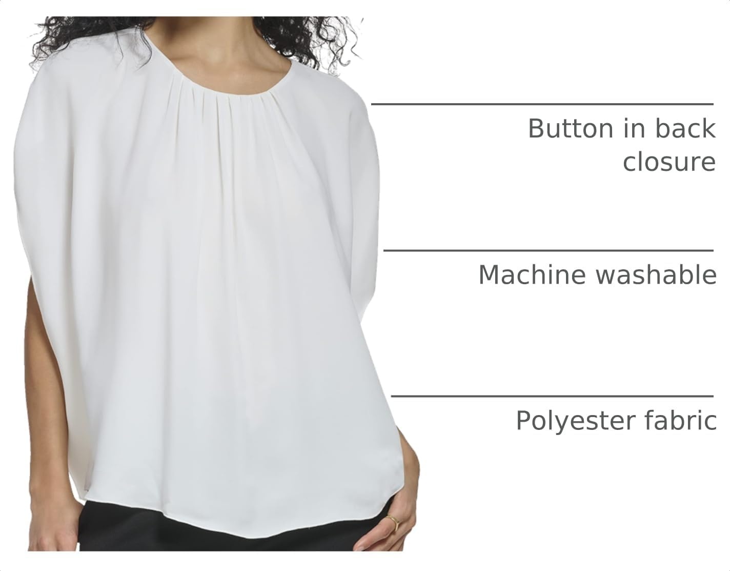 image:imageDKNY Womens Cap Sleeve Business Casual BlouseBright White