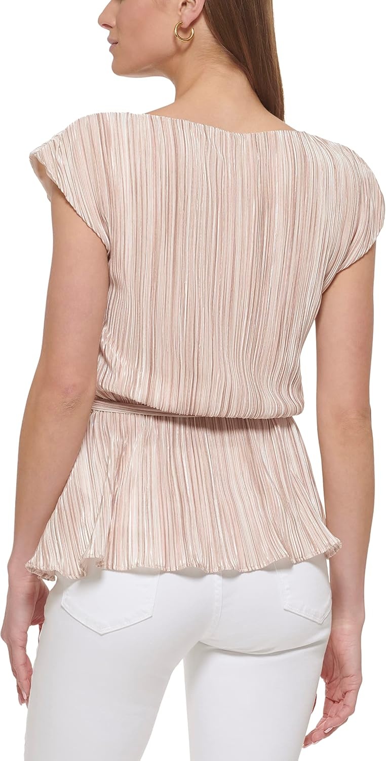 image:imageDKNY Womens Cap Sleeve Business Casual BlouseCreamSand