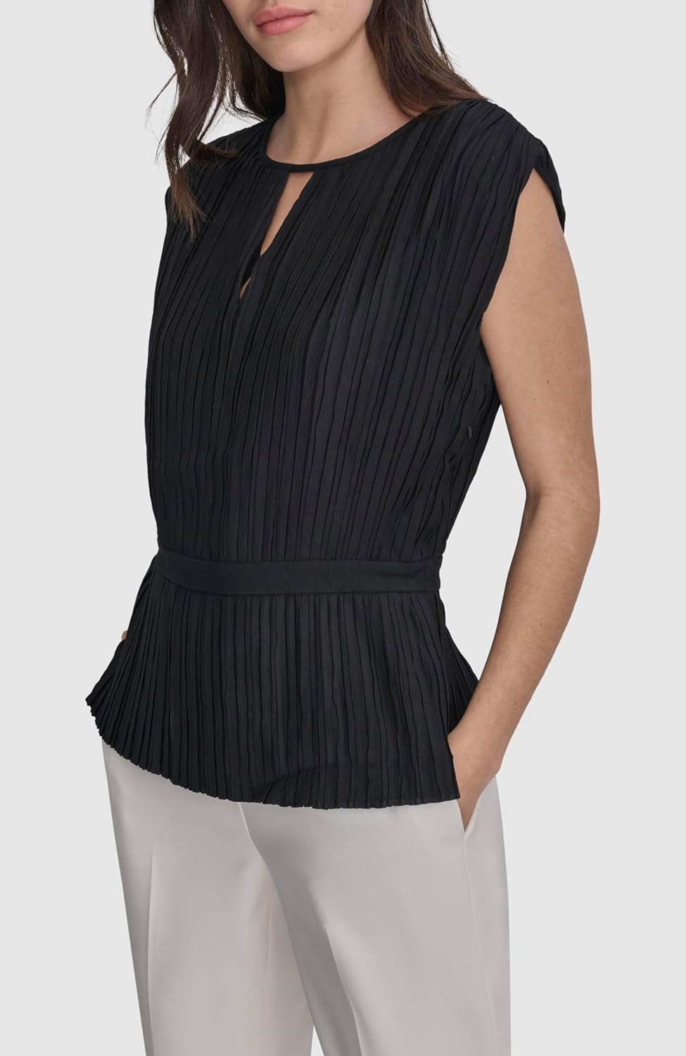 image:imageDKNY Womens Cap Sleeve Business Casual BlouseNoir