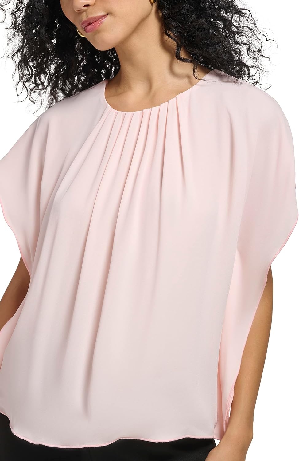 image:imageDKNY Womens Cap Sleeve Business Casual BlouseRose Quartz