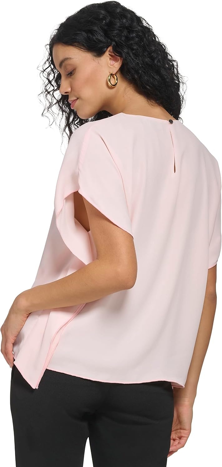image:imageDKNY Womens Cap Sleeve Business Casual BlouseRose Quartz