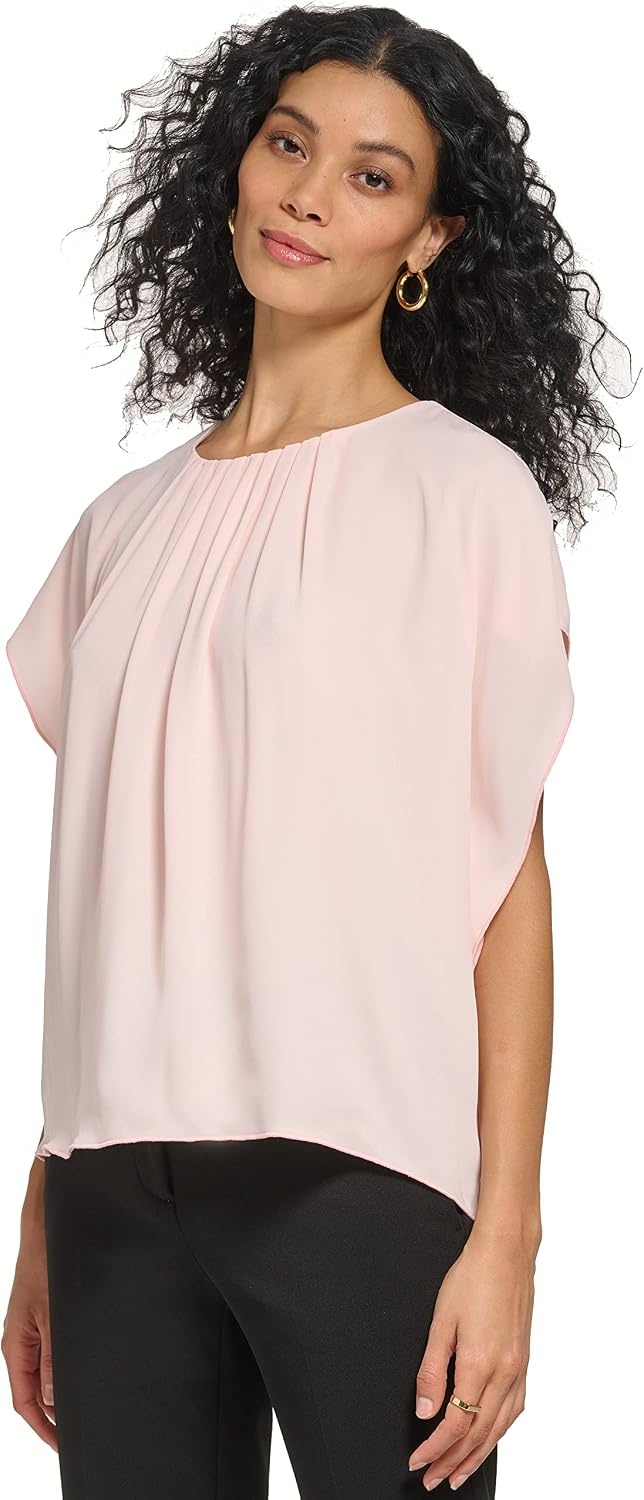 image:imageDKNY Womens Cap Sleeve Business Casual BlouseRose Quartz