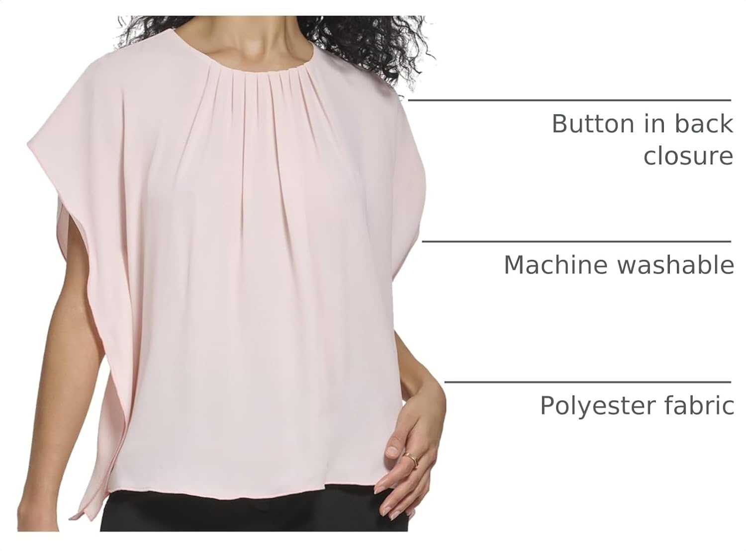 image:imageDKNY Womens Cap Sleeve Business Casual BlouseRose Quartz
