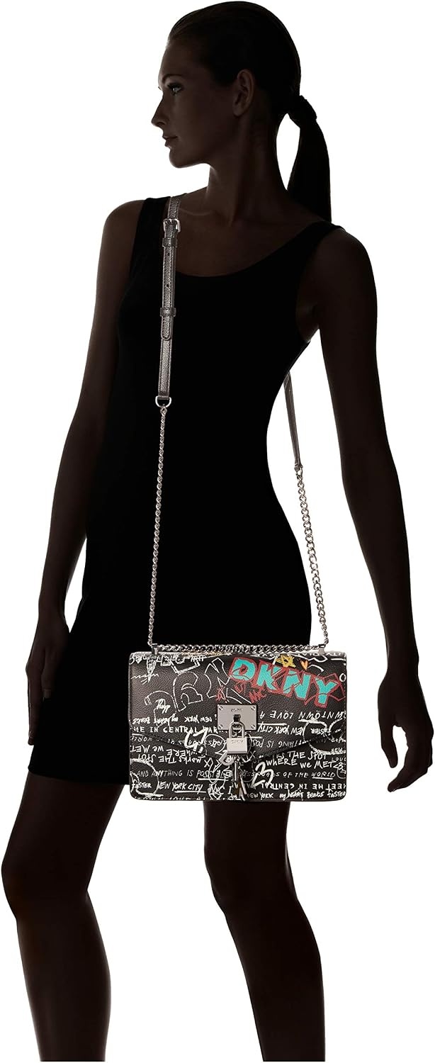 image:imageDKNY Womens Elissa Leather Shoulder Bag with Logo Charm