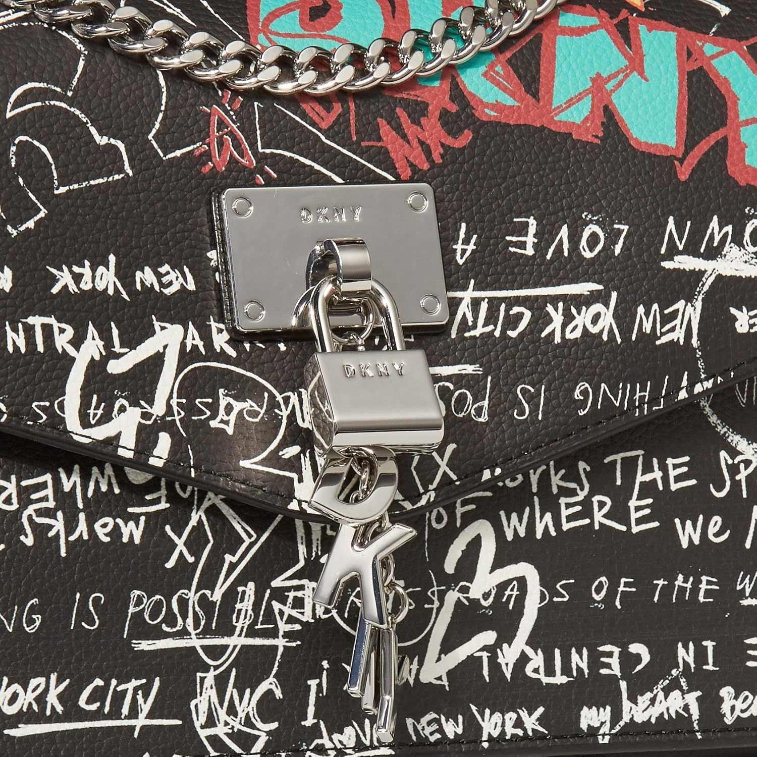 image:imageDKNY Womens Elissa Leather Shoulder Bag with Logo Charm