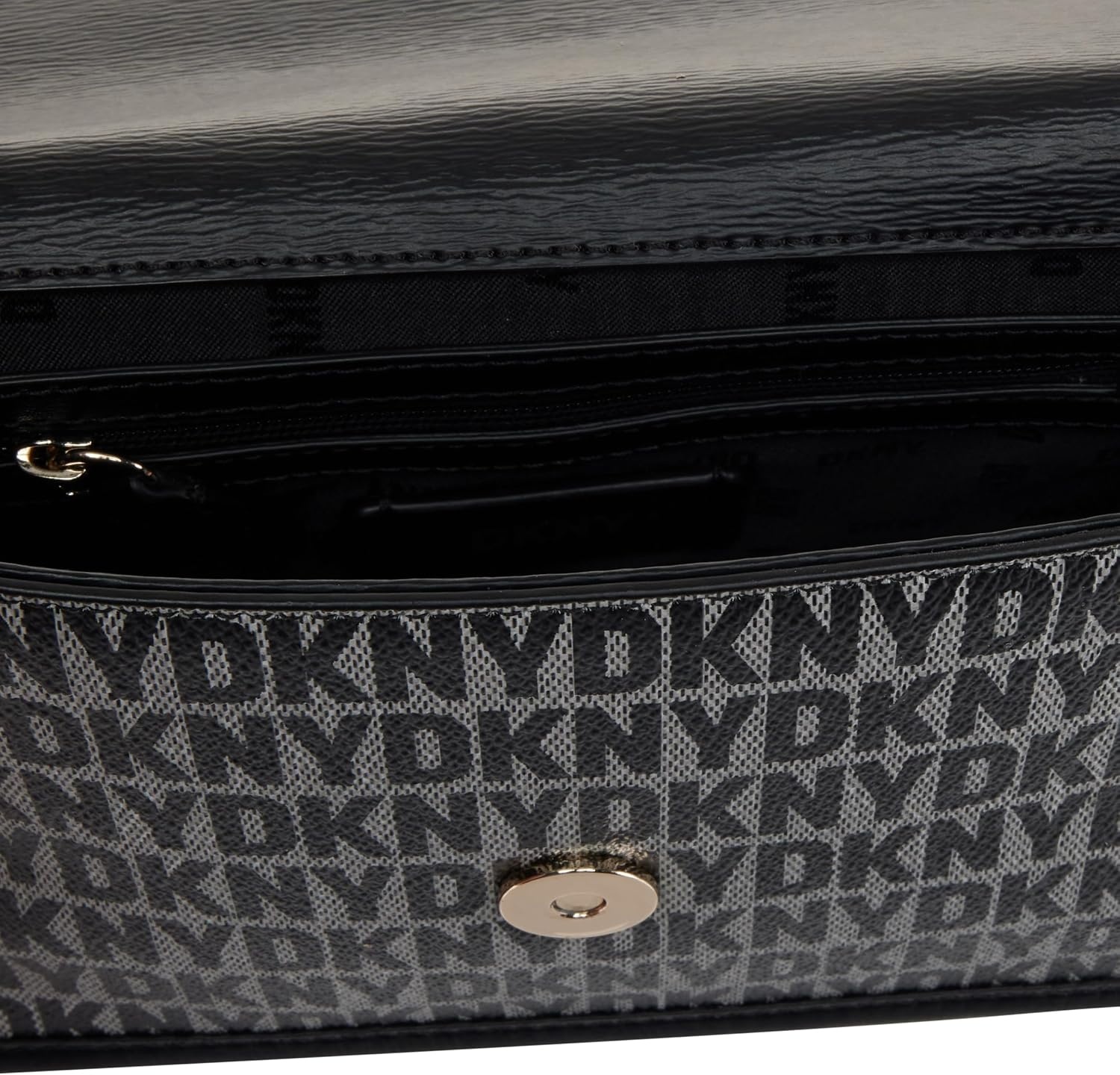 image:imageDKNY Womens Elissa Small Shoulder Bag with Logo CharmBlack Logo Black