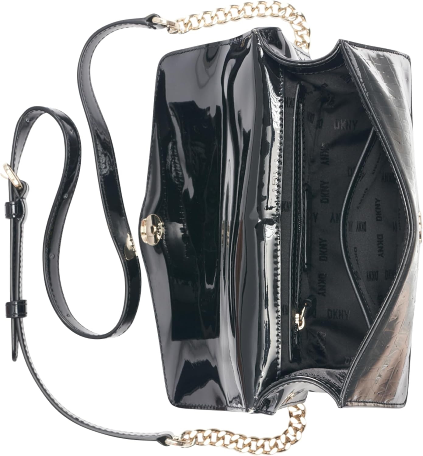 image:imageDKNY Womens Elissa Small Shoulder Bag with Logo CharmBlackGold Tone