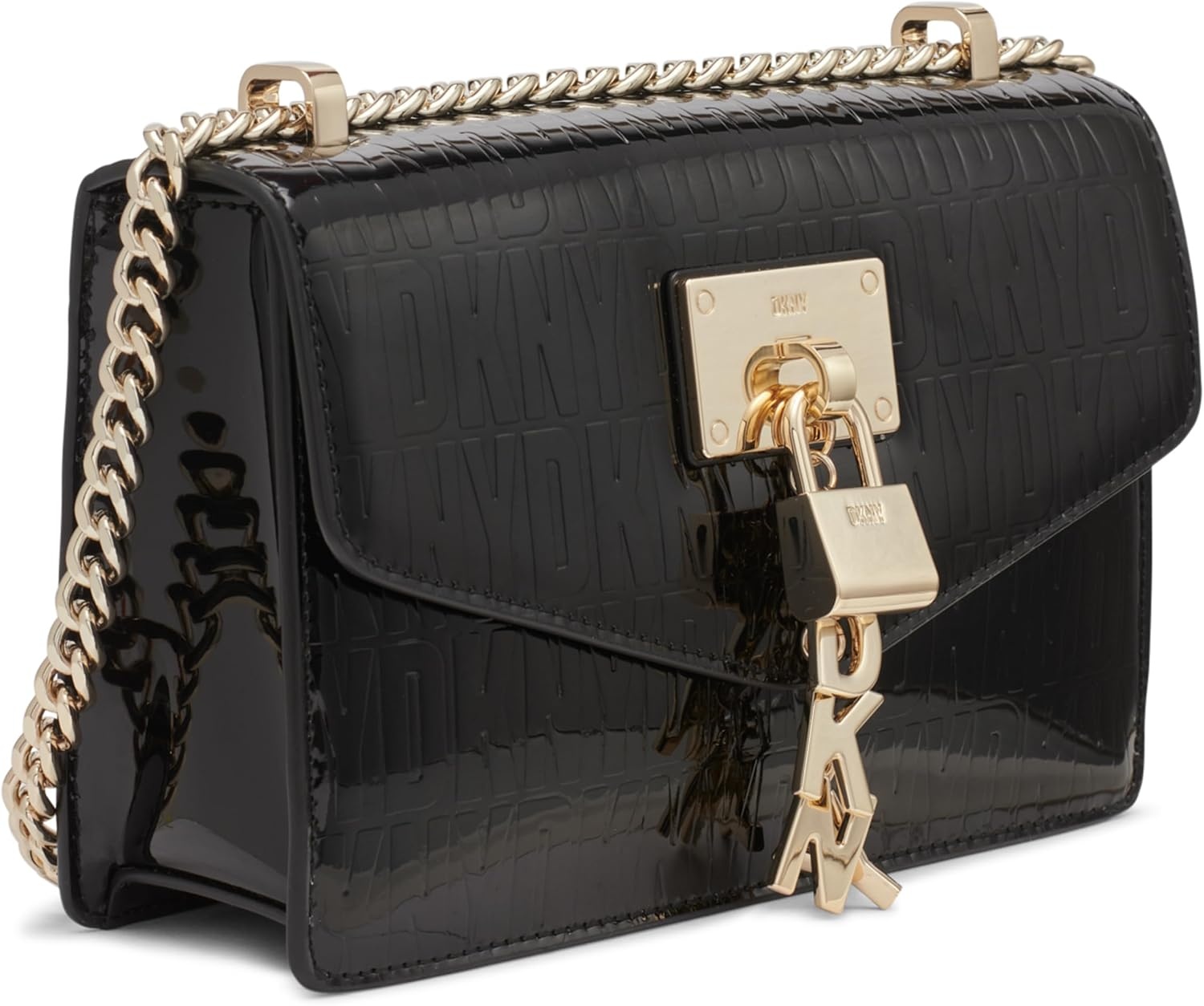 image:imageDKNY Womens Elissa Small Shoulder Bag with Logo CharmBlackGold Tone