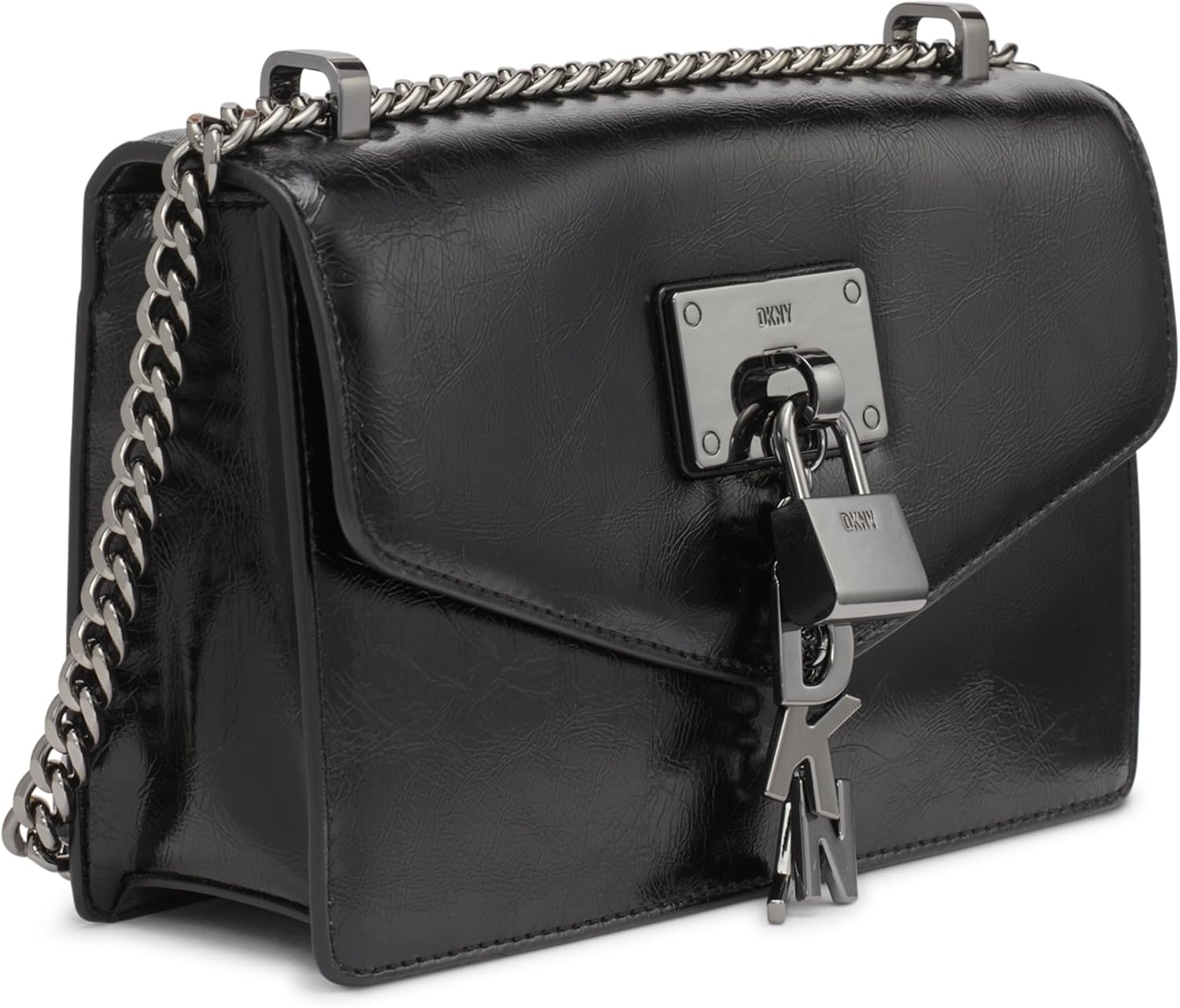 image:imageDKNY Womens Elissa Small Shoulder Bag with Logo CharmBlackGunmetal Legacy