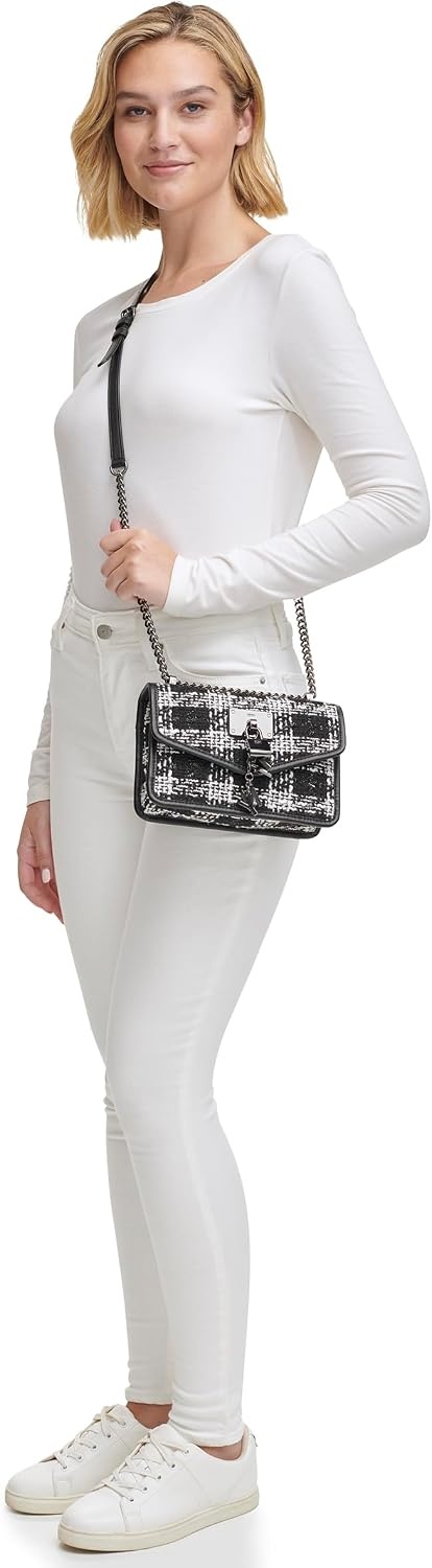 image:imageDKNY Womens Elissa Small Shoulder Bag with Logo CharmBlackWhite