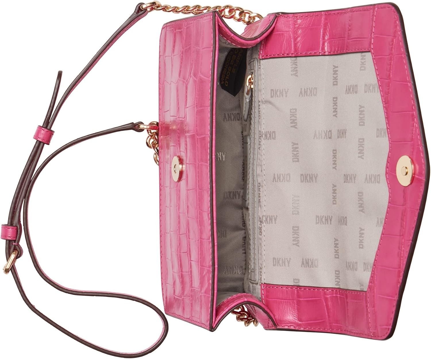 image:imageDKNY Womens Elissa Small Shoulder Bag with Logo CharmElectric Pink Multi Legacy