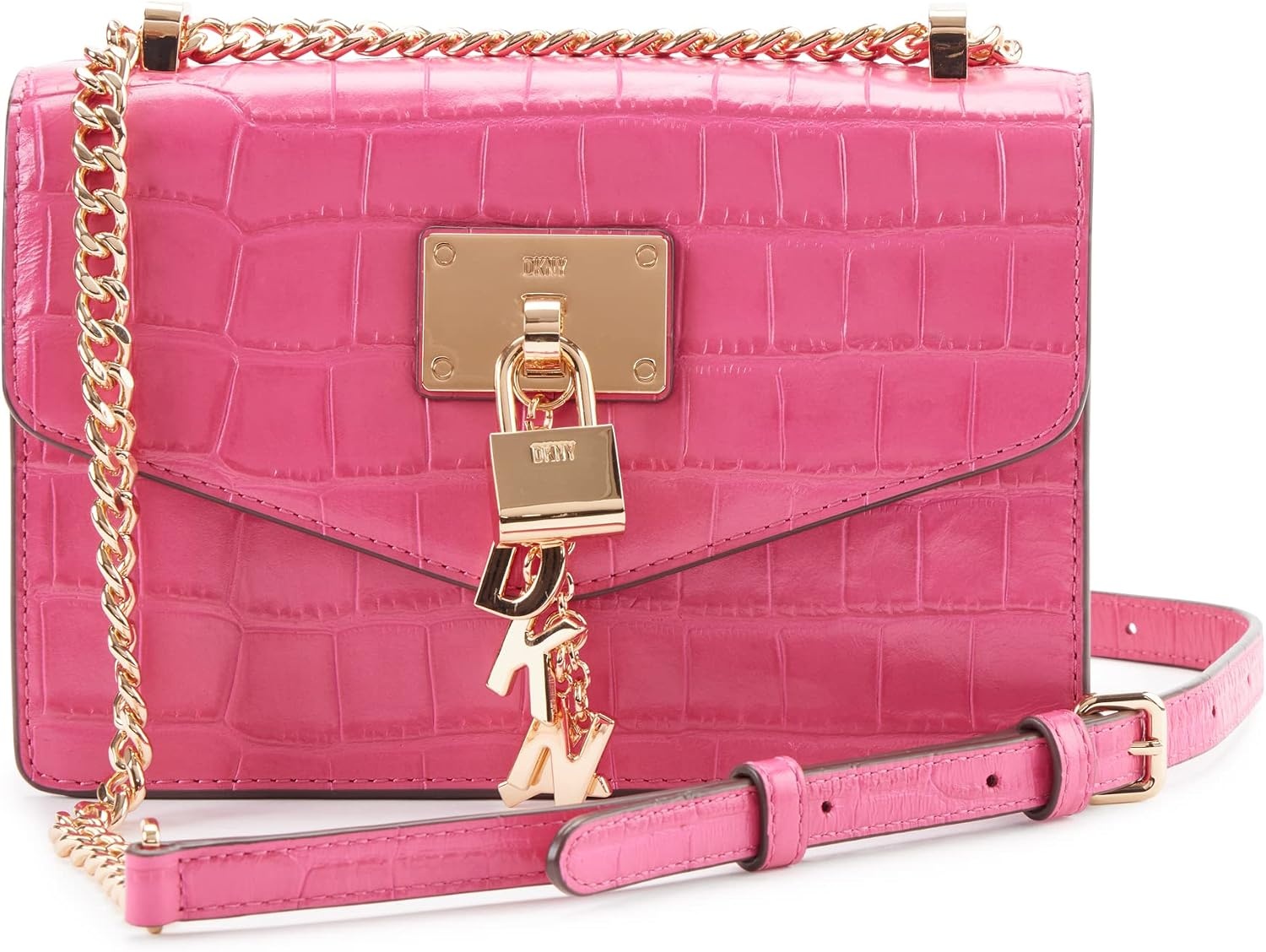 image:imageDKNY Womens Elissa Small Shoulder Bag with Logo CharmElectric Pink Multi Legacy