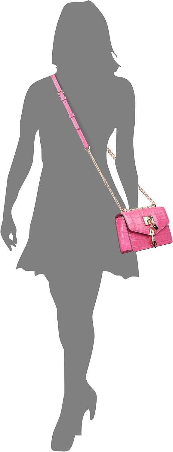 image:imageDKNY Womens Elissa Small Shoulder Bag with Logo CharmElectric Pink Multi Legacy