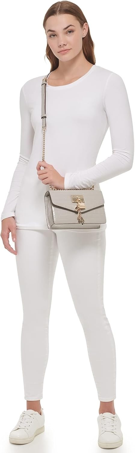 image:imageDKNY Womens Elissa Small Shoulder Bag with Logo CharmGravel