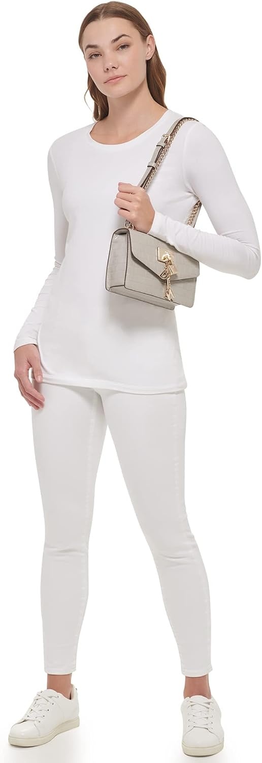 image:imageDKNY Womens Elissa Small Shoulder Bag with Logo CharmGravel