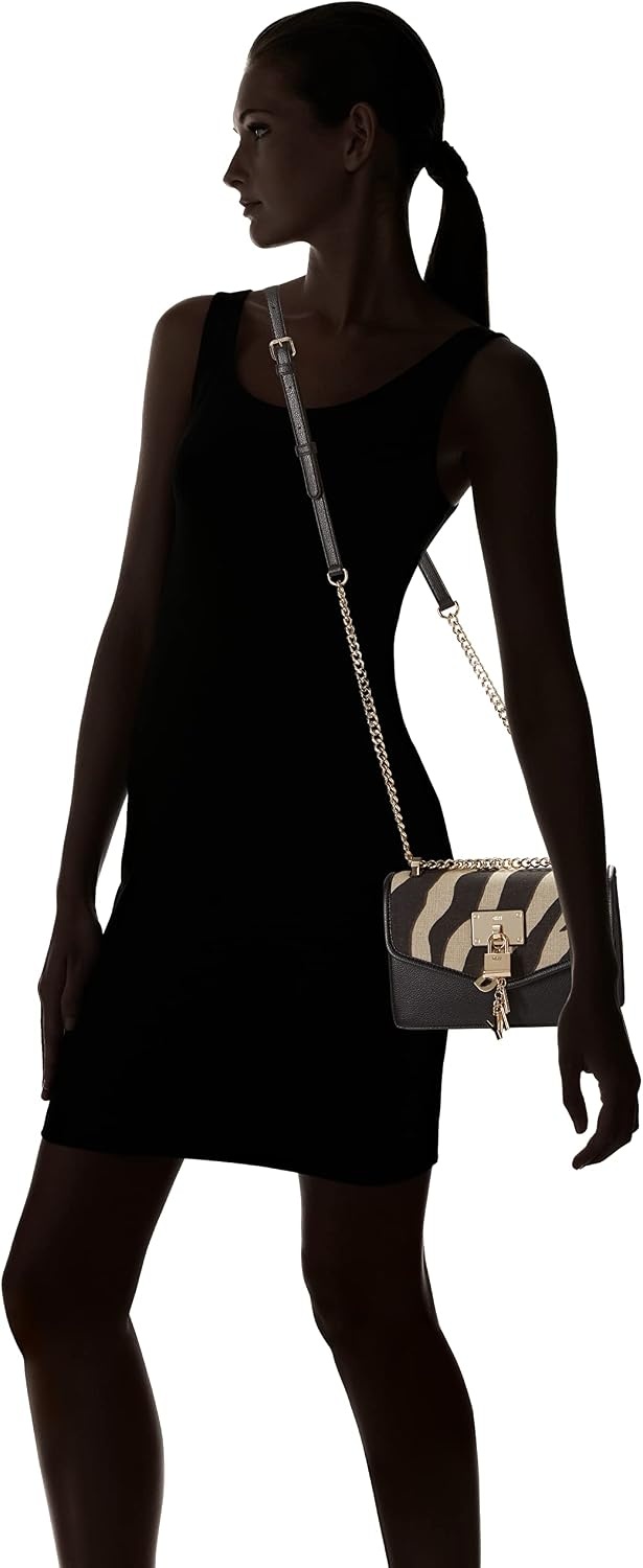 image:imageDKNY Womens Elissa Small Shoulder Bag with Logo CharmZebraBlack