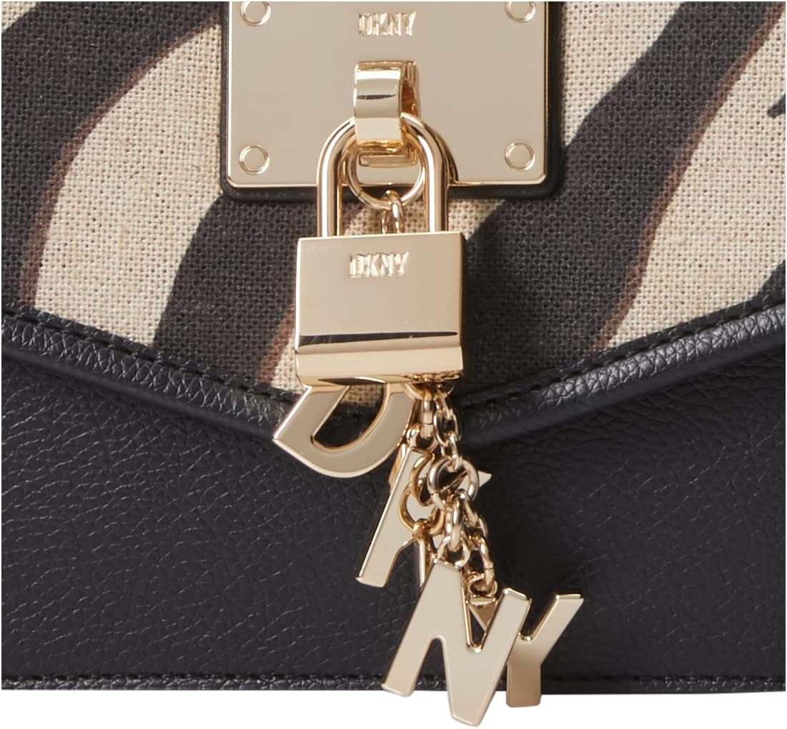 image:imageDKNY Womens Elissa Small Shoulder Bag with Logo CharmZebraBlack