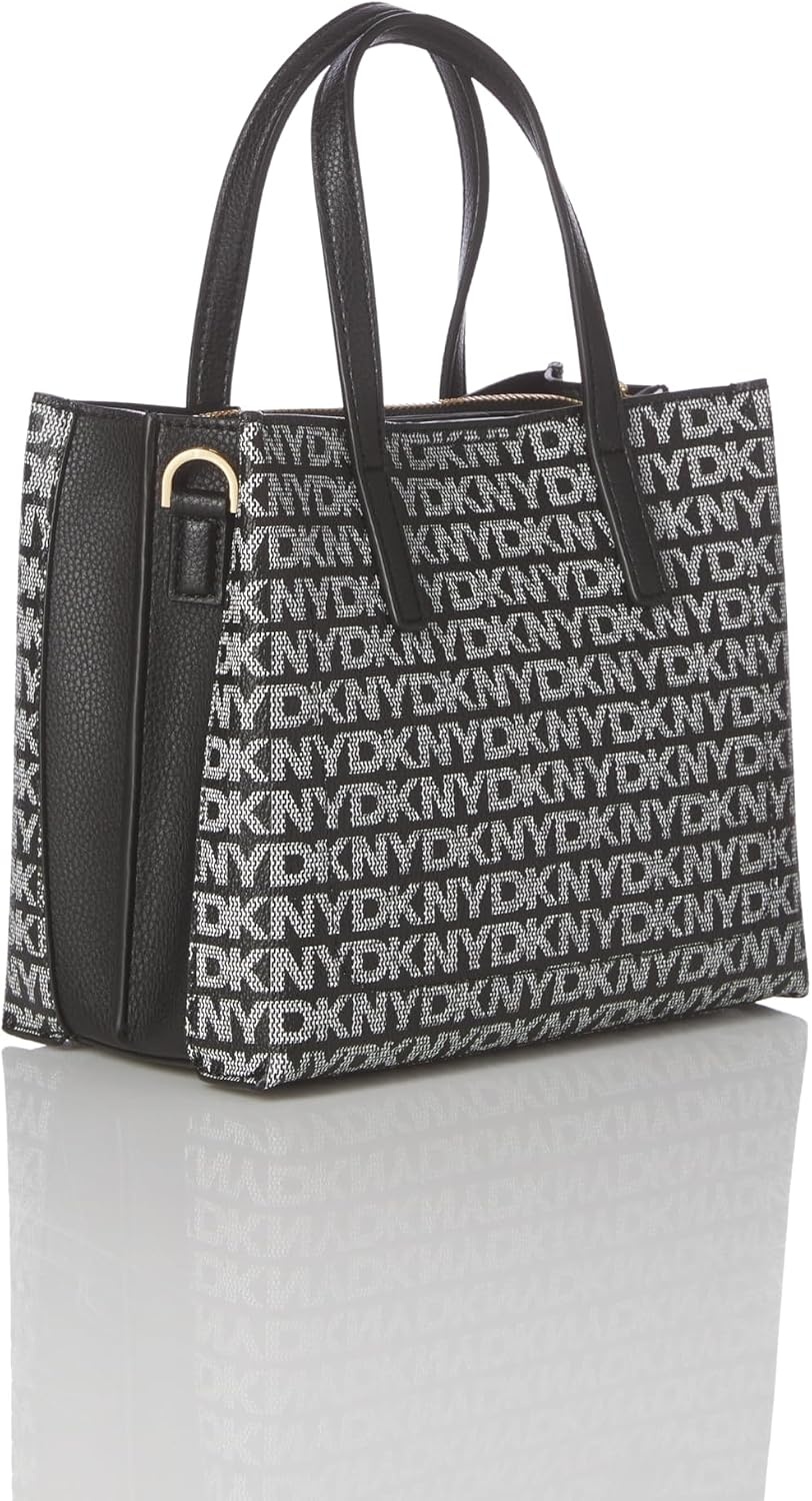 image:imageDKNY Womens Farah Logo Crossbody Satchel With Padlock CharmBlack Logo Black