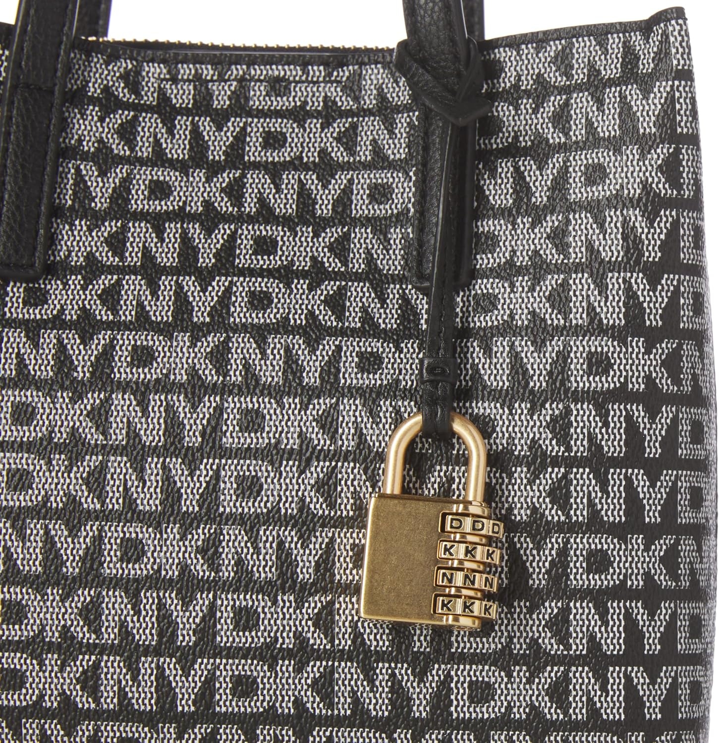 image:imageDKNY Womens Farah Logo Crossbody Satchel With Padlock CharmBlack Logo Black