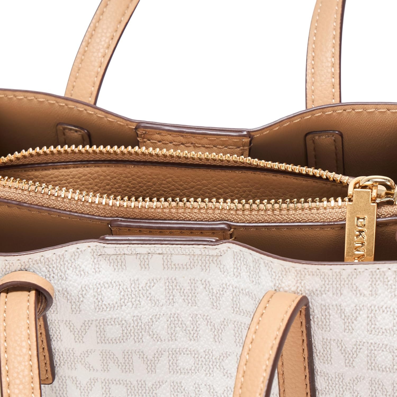 image:imageDKNY Womens Farah Logo Crossbody Satchel With Padlock CharmCreamCappuccino