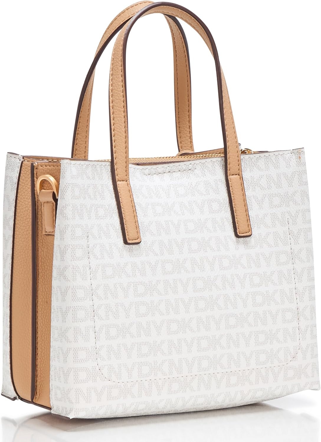 image:imageDKNY Womens Farah Logo Crossbody Satchel With Padlock CharmCreamCappuccino