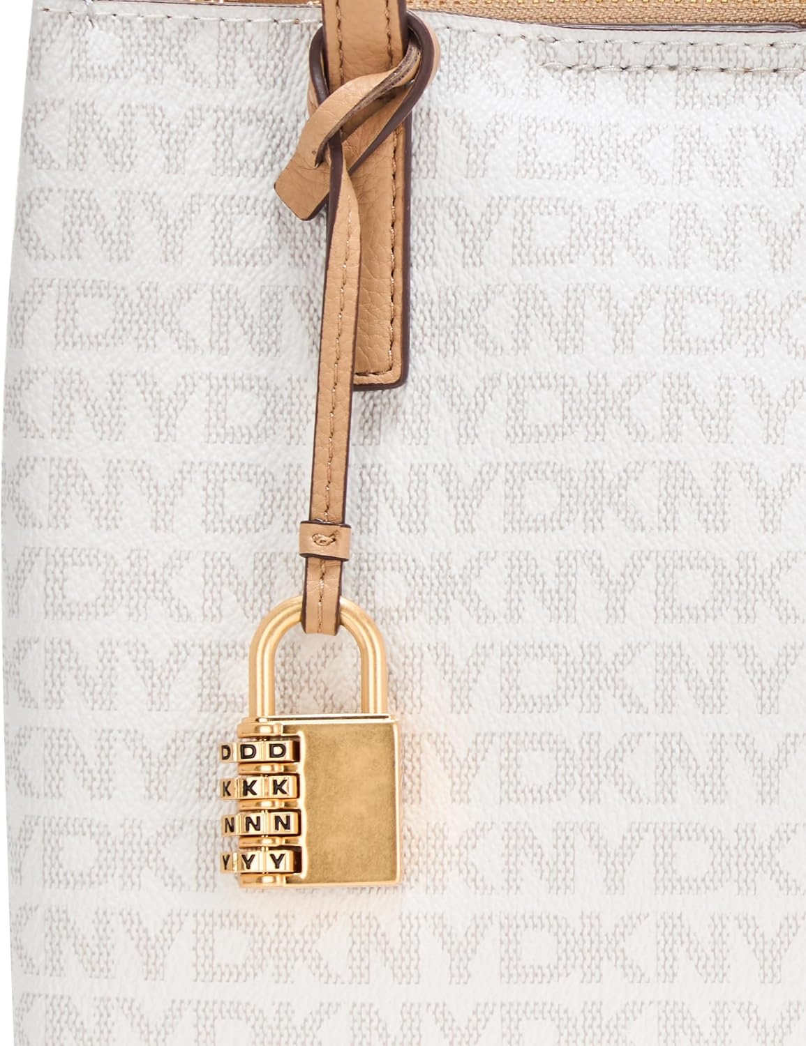 image:imageDKNY Womens Farah Logo Crossbody Satchel With Padlock CharmCreamCappuccino
