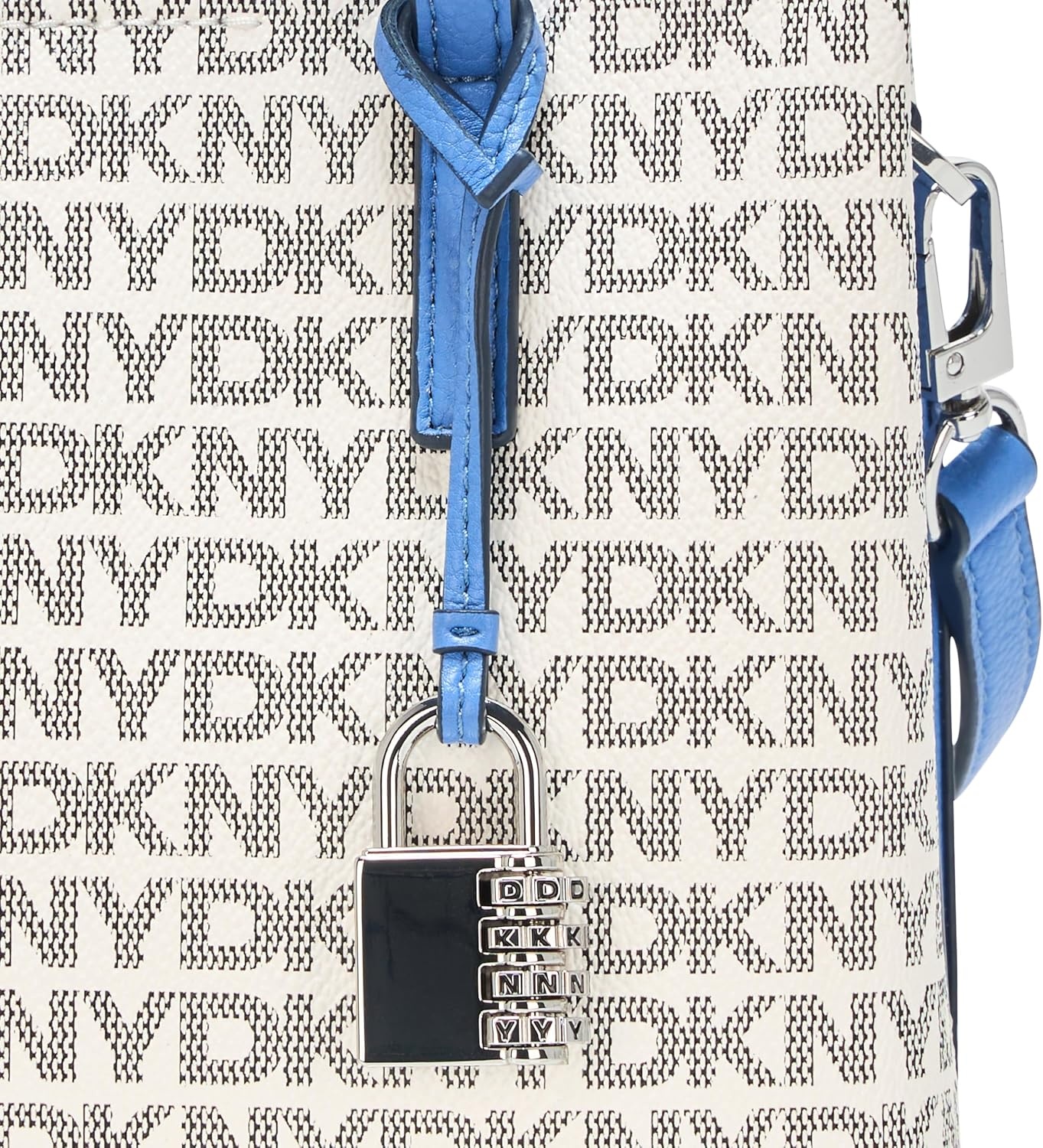 image:imageDKNY Womens Farah Logo Crossbody Satchel With Padlock CharmMarshmlowSky