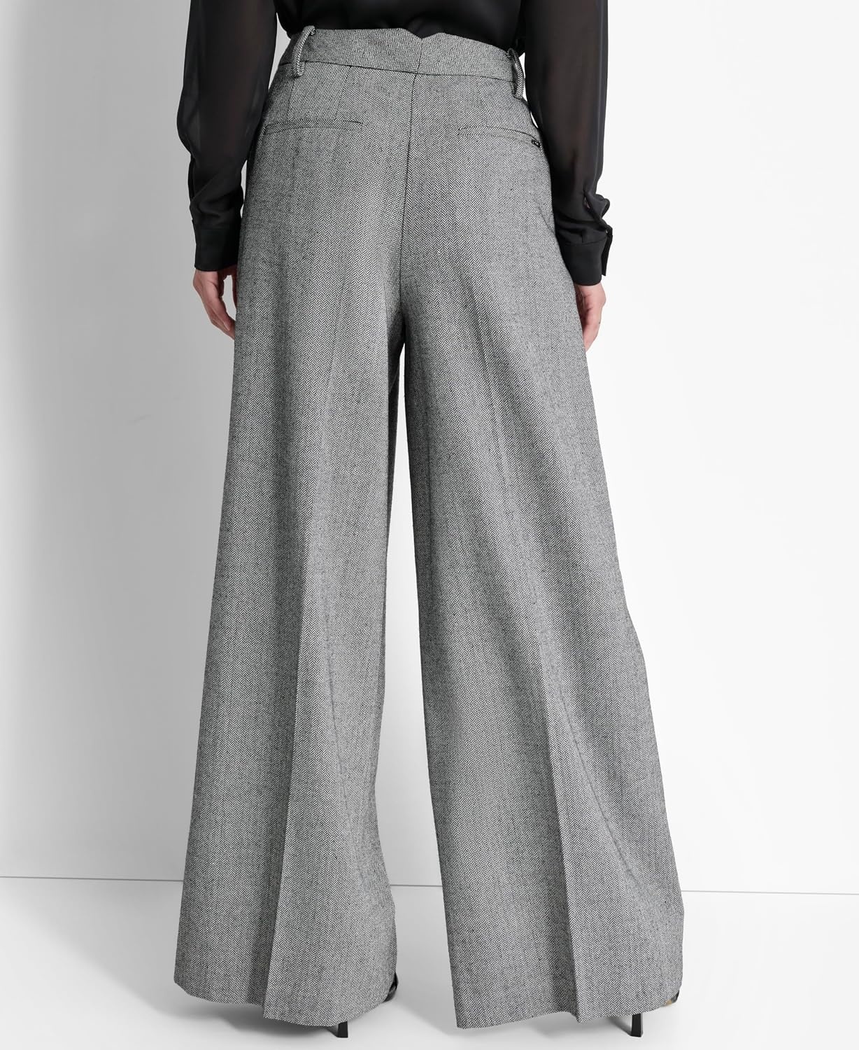 image:imageDKNY Womens Formal High Waisted Wide Leg PantBlackIvy