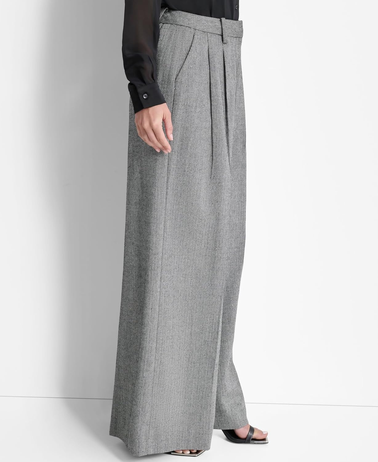image:imageDKNY Womens Formal High Waisted Wide Leg PantBlackIvy