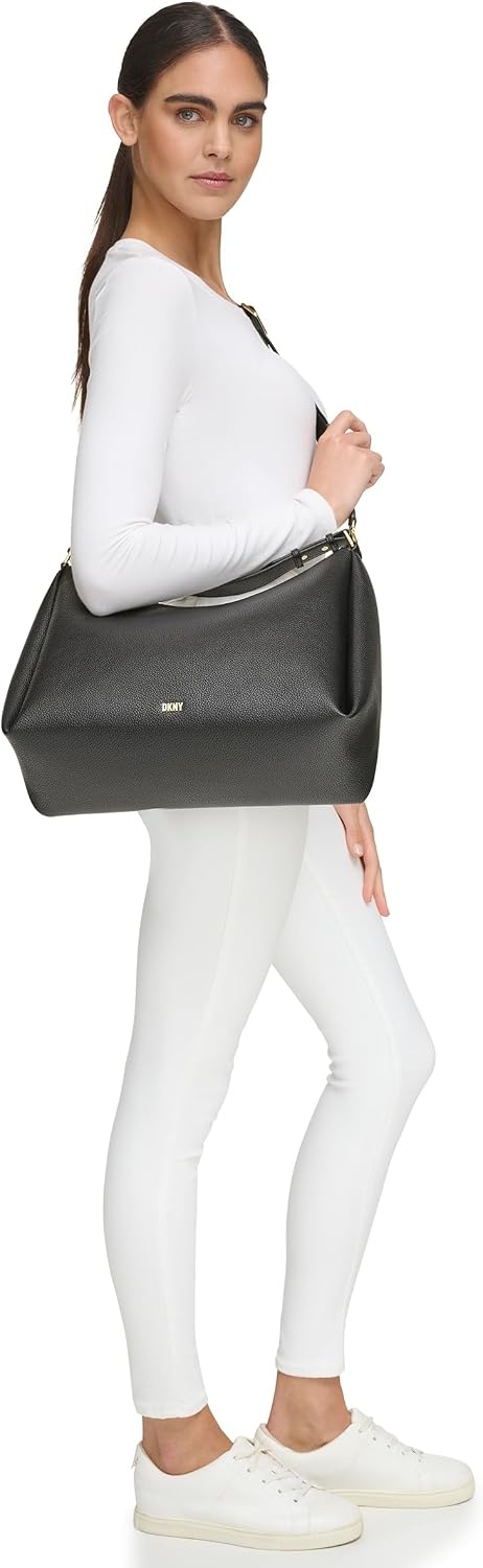 image:imageDKNY Womens Hailey Hobo BagBlackGold