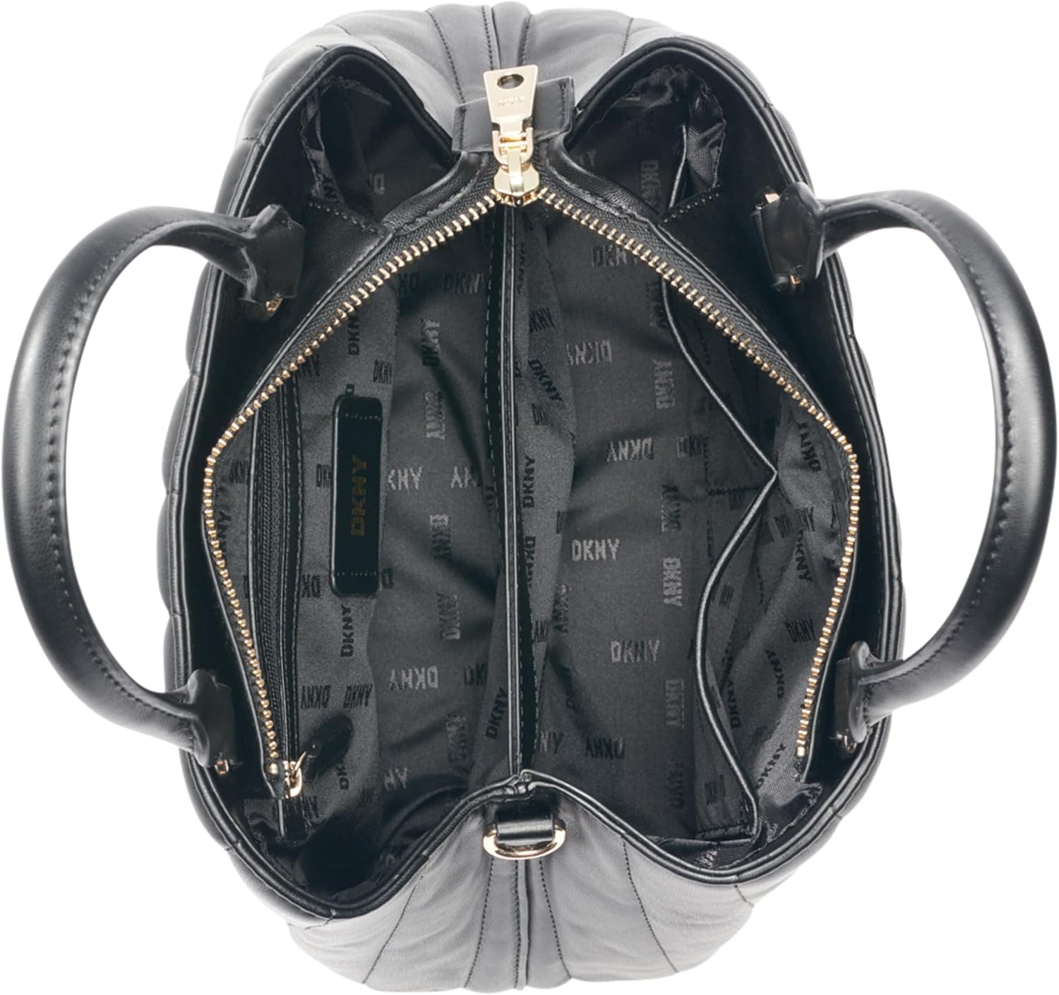 image:imageDKNY Womens Lexington Park Medium Satchel With Logo Chain BLACKGOLD One Size