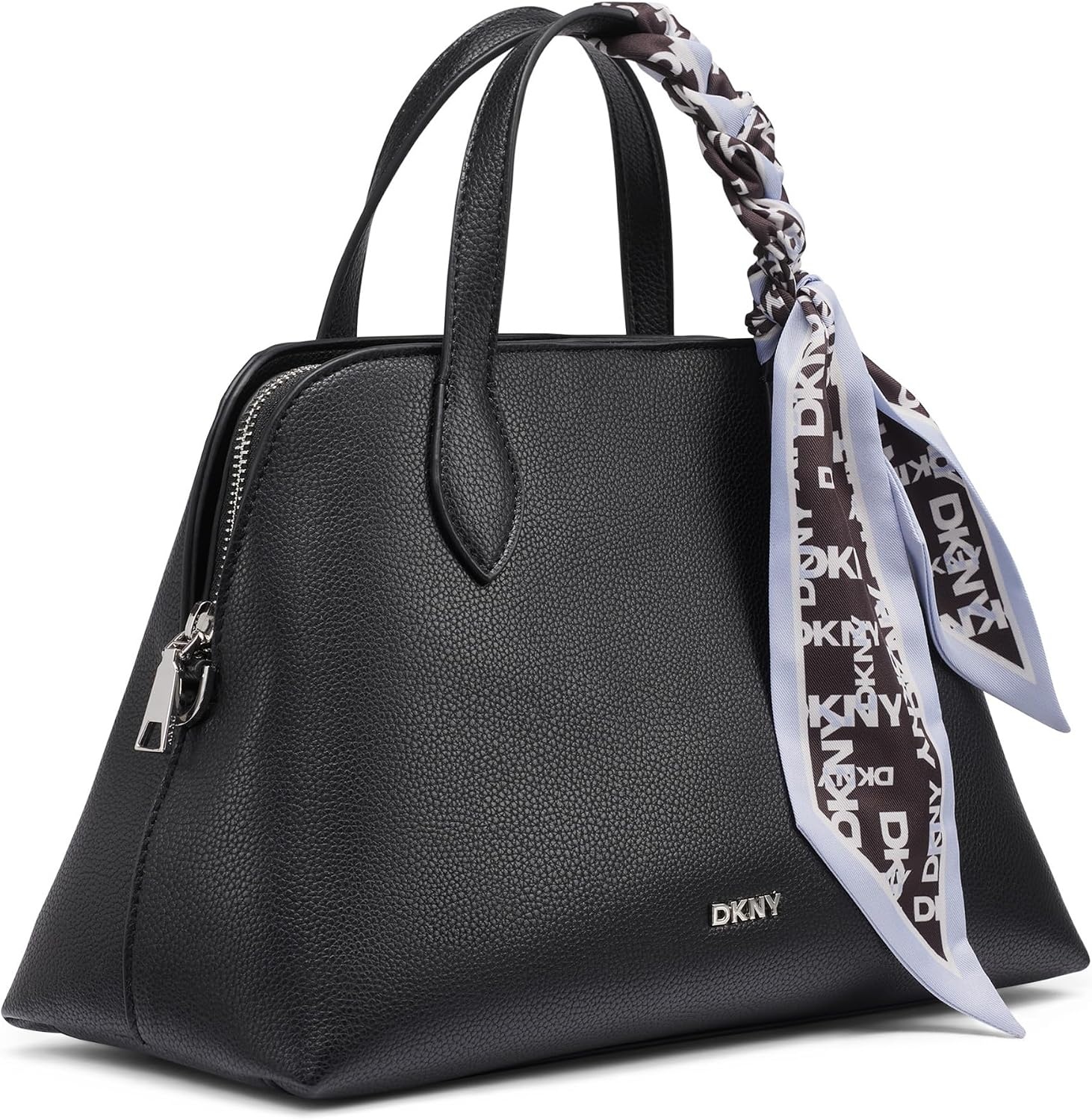 image:imageDKNY Womens Lilah Small Satchel Crossbody With ScarfBlackSilver