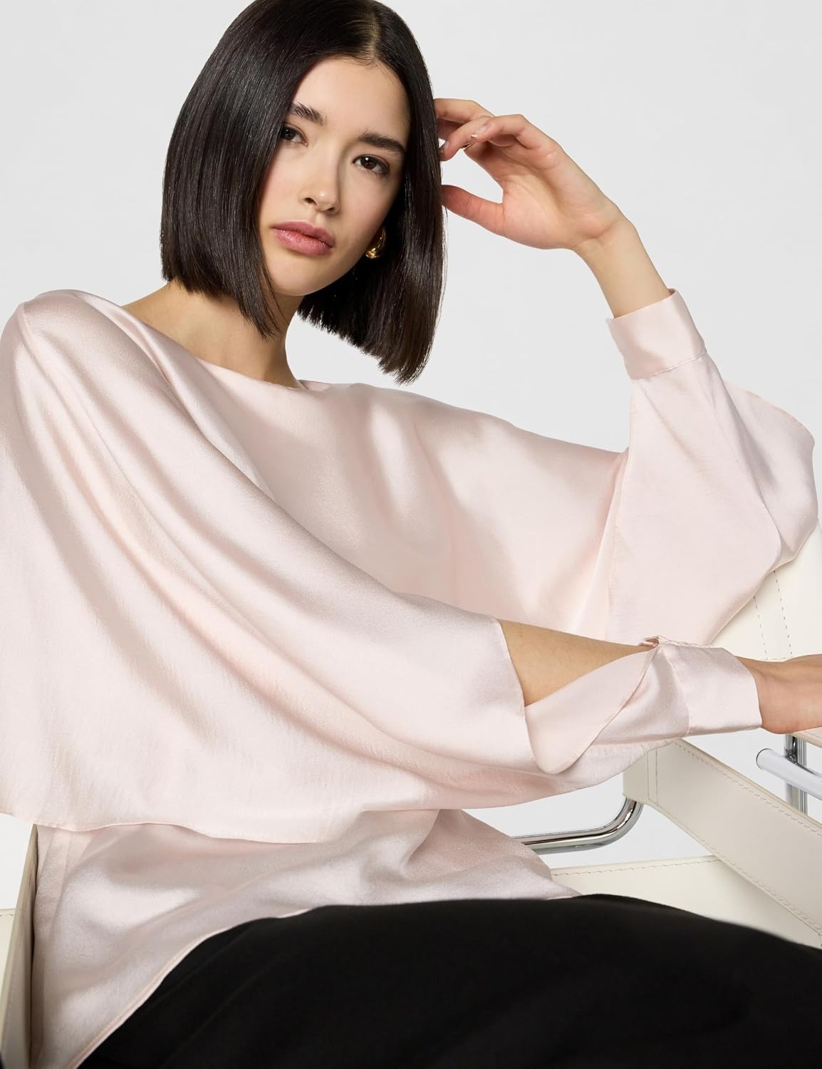 image:imageDKNY Womens Long Caped Sleeve BlouseChampagne