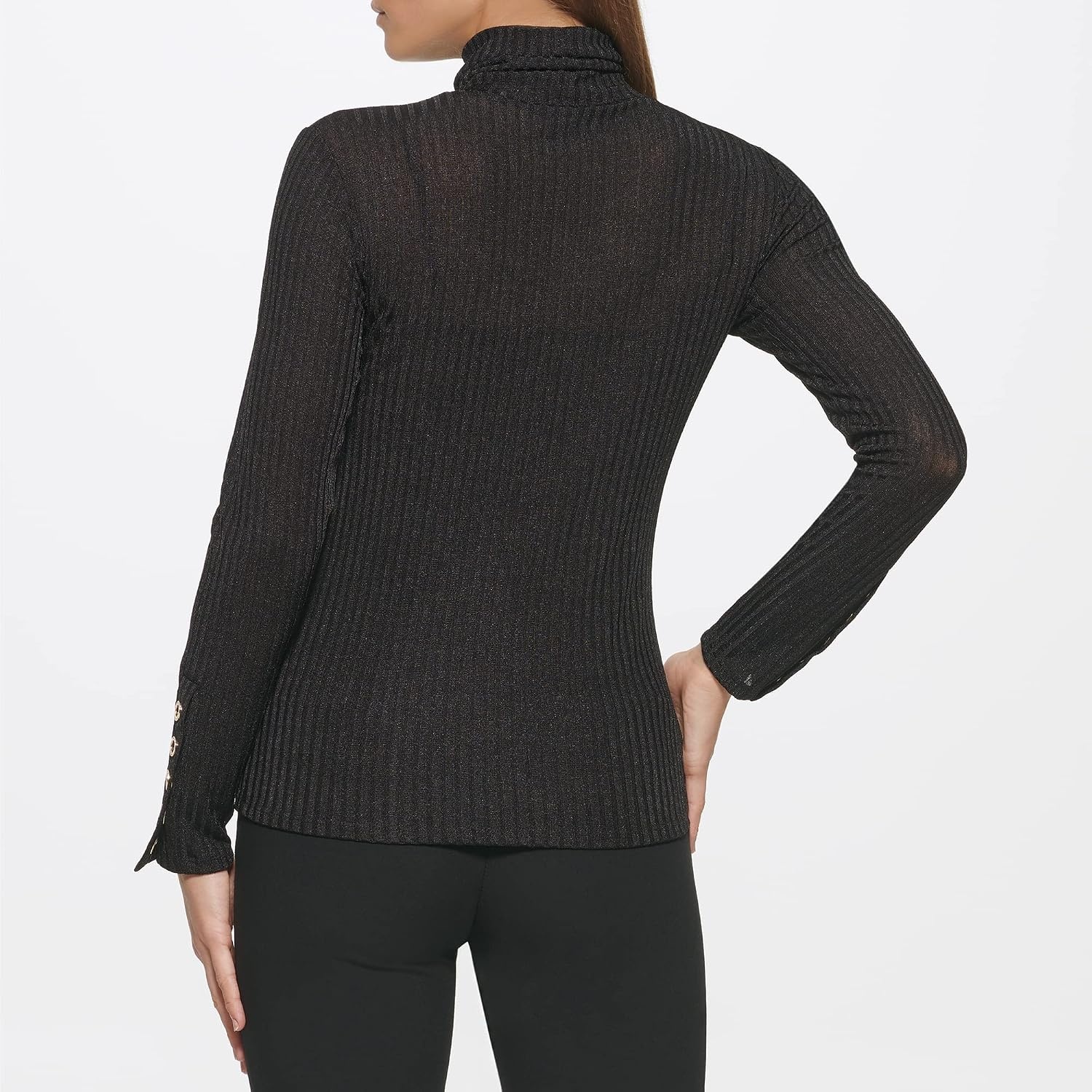 image:imageDKNY Womens Long Sleeve Cutout Knit BlouseBlack