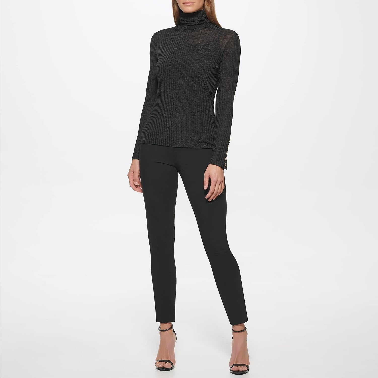 image:imageDKNY Womens Long Sleeve Cutout Knit BlouseBlack