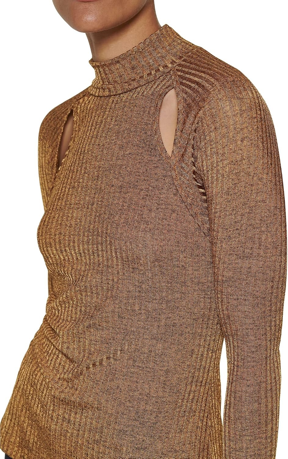 image:imageDKNY Womens Long Sleeve Cutout Knit BlousePecan