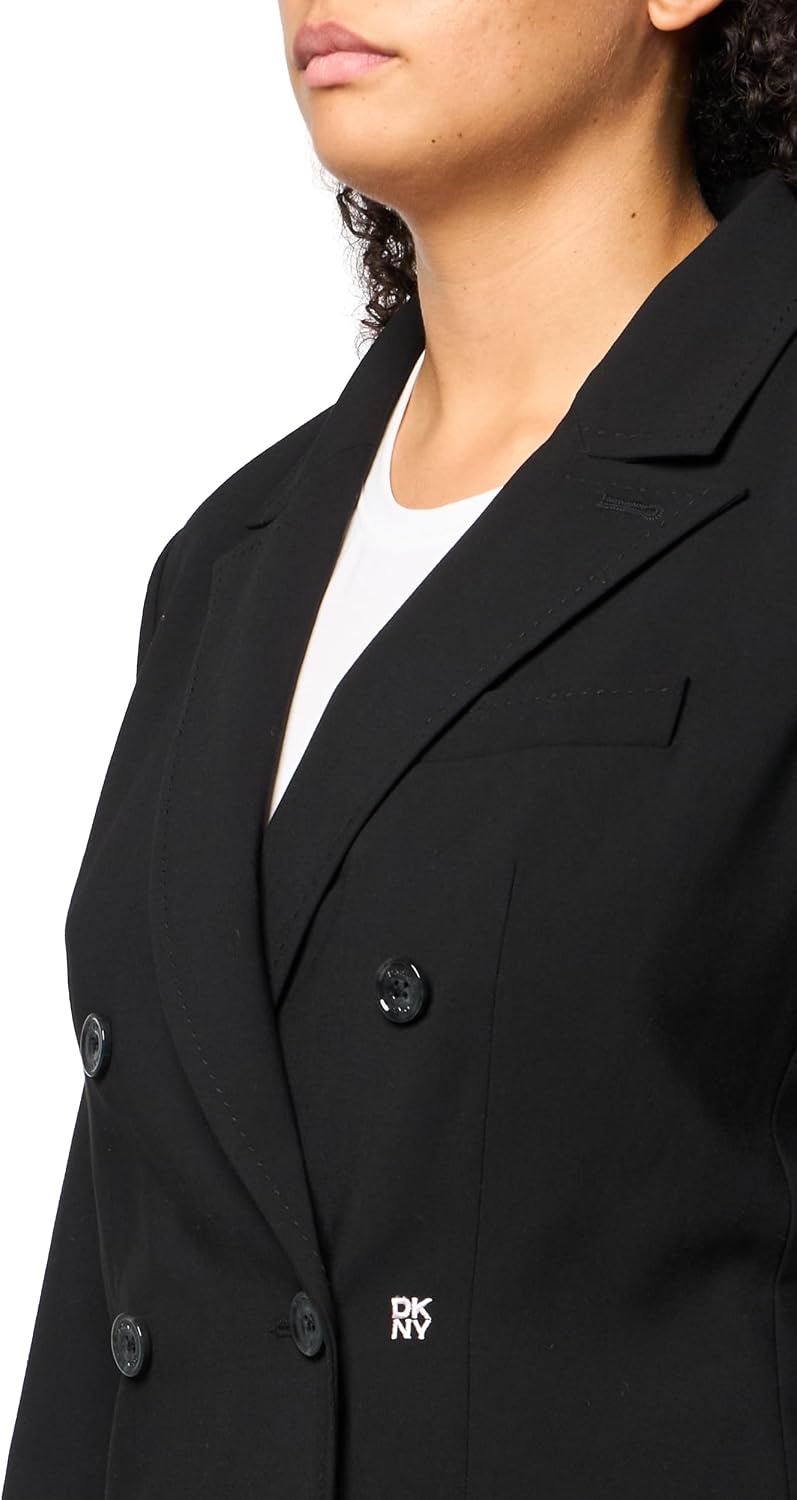 image:imageDKNY Womens Long Sleeve Notch Collar Double Breasted JacketBlack