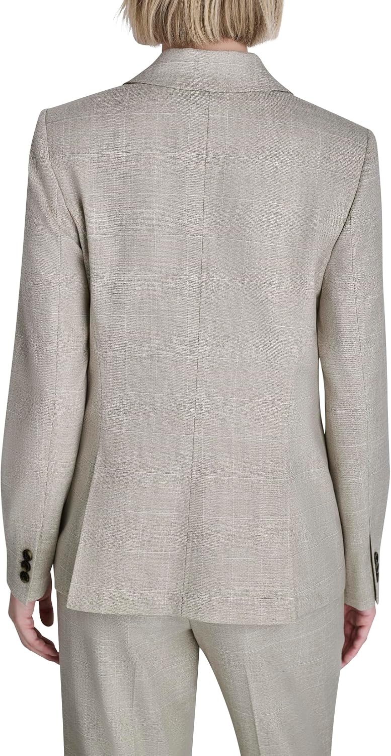 image:imageDKNY Womens Long Sleeve Notch Collar Double Breasted JacketPebbleWhite