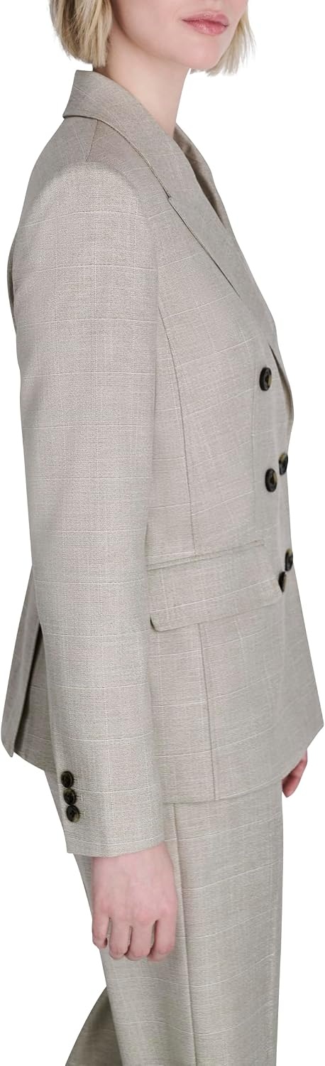 image:imageDKNY Womens Long Sleeve Notch Collar Double Breasted JacketPebbleWhite