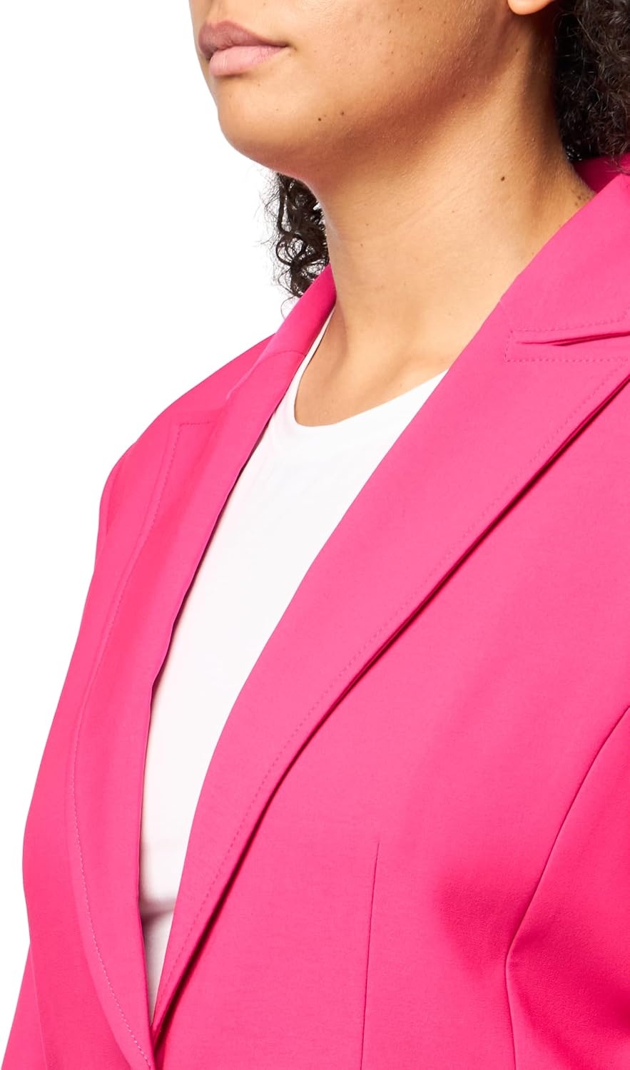 image:imageDKNY Womens Long Sleeve Notch Collar One Button JacketHot Pink