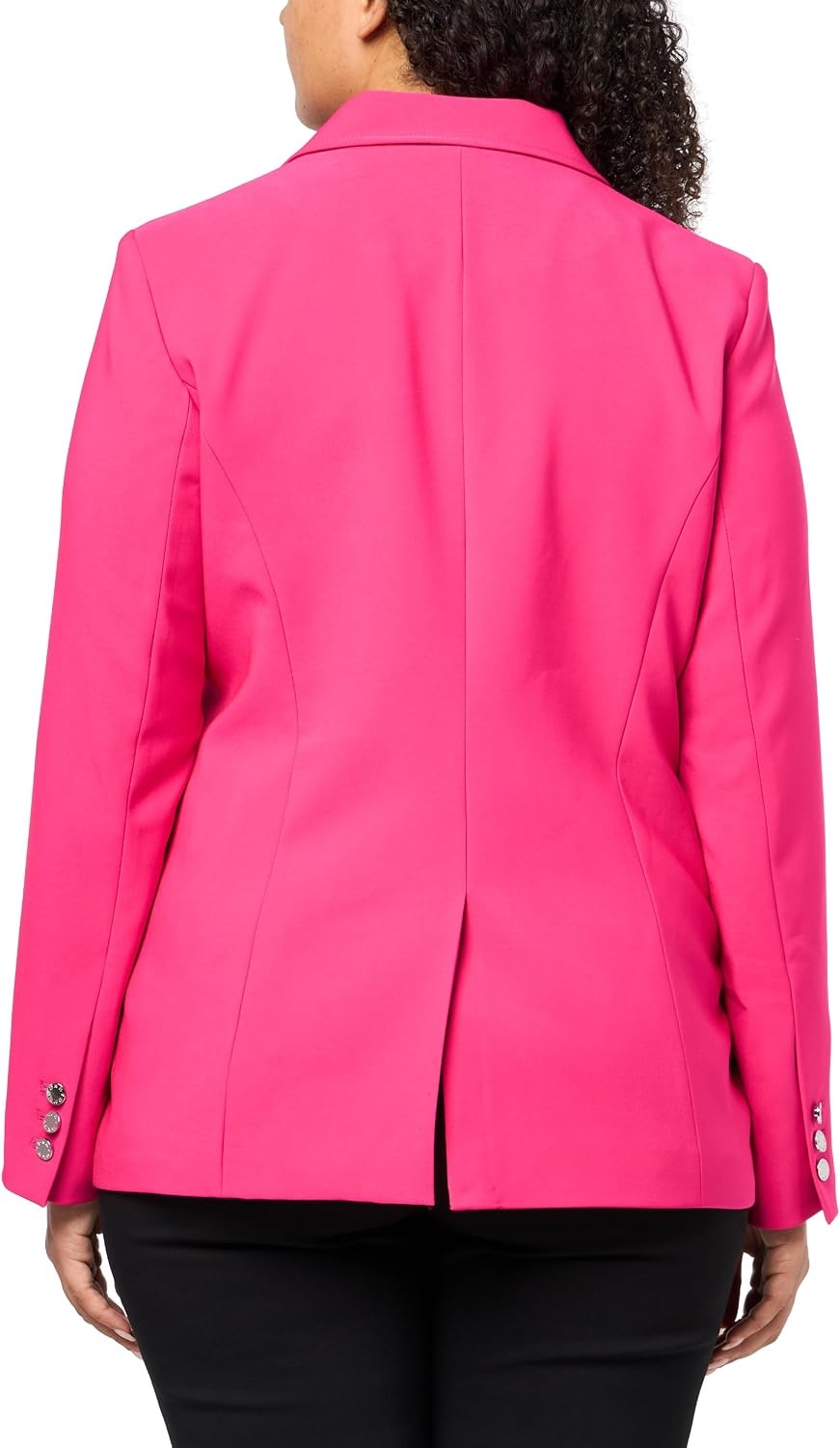 image:imageDKNY Womens Long Sleeve Notch Collar One Button JacketHot Pink